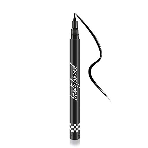 Beauty For Real Finish Line 24-7 Waterproof Liquid Eyeliner, Jet Black, Cruelty Free Formula for Precision Application, 0.05 oz