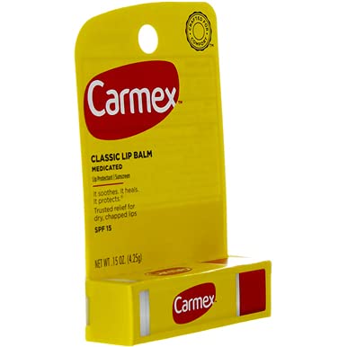 Carmex Classic Lip Balm, Lip Protectant Sunscreen SPF 15, 0.15 oz (Pack of 12)