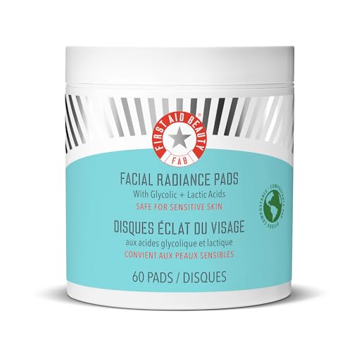 First Aid Beauty Facial Radiance Pads – Daily Exfoliating Pads with AHA that Help Tone & Brighten Skin – Compostable for Daily Use