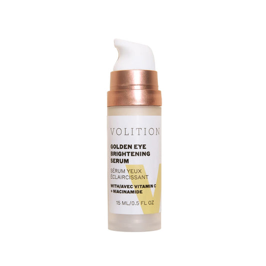 Volition Beauty Golden Eye Brightening Serum - Regenerating Eye Wrinkle Serum with Natural Enzymes to Help Lift & Tighten Undereyes - Peptides for Visibly Plump Skin, Vegan (15ml / 0.5 fl oz)