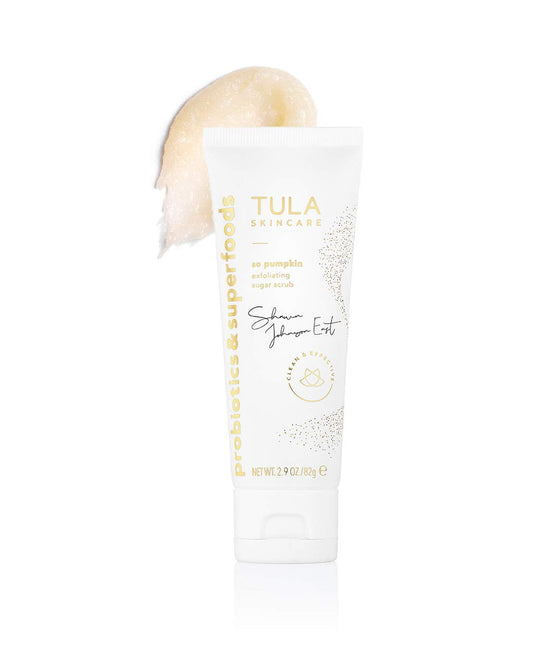 TULA Skin Care So Pumpkin Exfoliating Sugar Scrub | Face Scrub, Gently Exfoliates with Sugar, Pumpkin, and Probiotic Extracts for a Softer and Radiant-Looking Complexion | 2.9 oz.