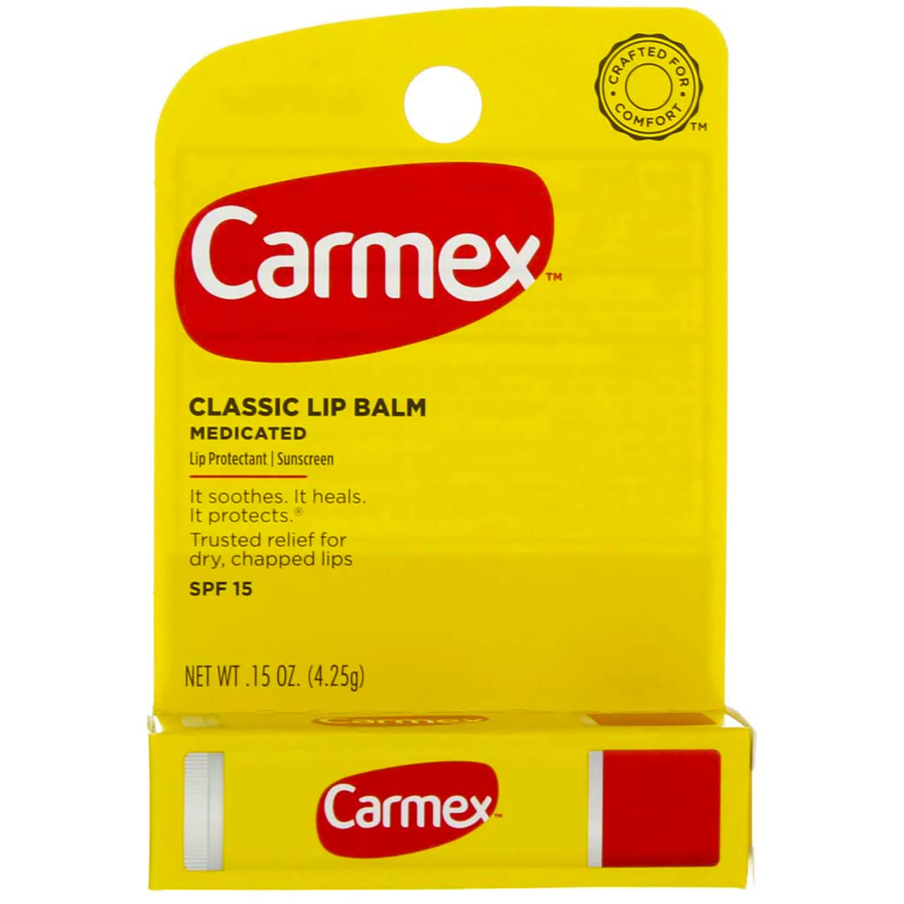 Carmex Classic Lip Balm, Lip Protectant Sunscreen SPF 15, 0.15 oz (Pack of 12)