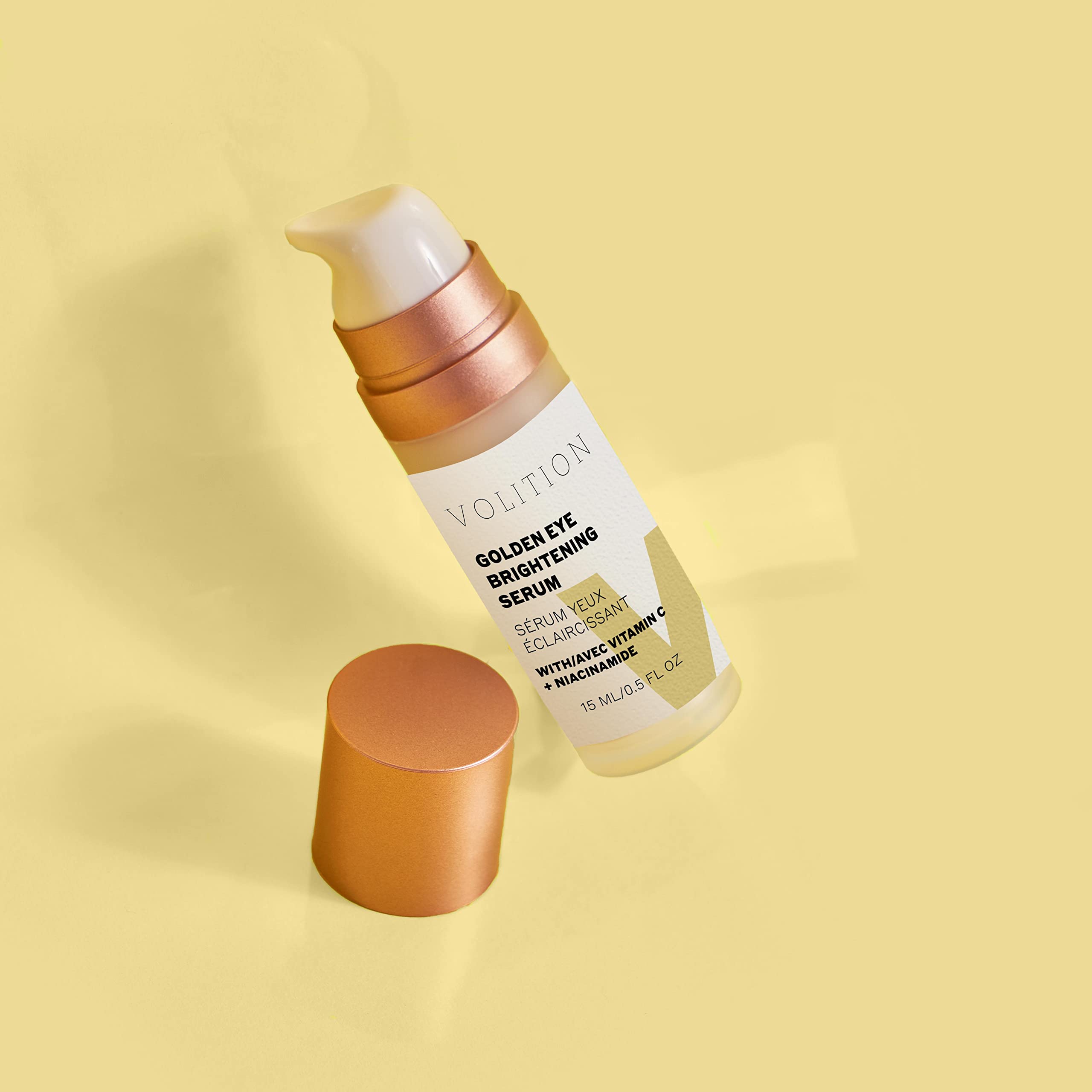 Volition Beauty Golden Eye Brightening Serum - Regenerating Eye Wrinkle Serum with Natural Enzymes to Help Lift & Tighten Undereyes - Peptides for Visibly Plump Skin, Vegan (15ml / 0.5 fl oz)