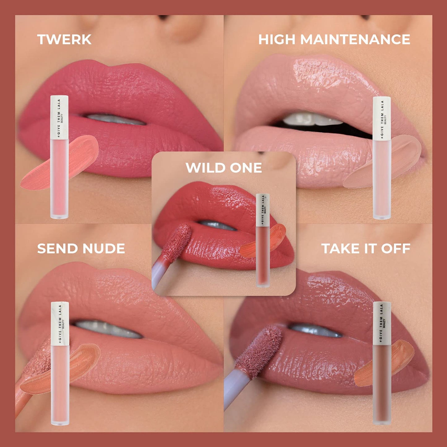 GIVE THEM LALA Matte Lipstick - Cushion Cream Lipstick For Women - Nude Color - Lightweight and Long Lasting Lipstick - Cruelty Free - Satin Soft, Non-Drying Matte Finish