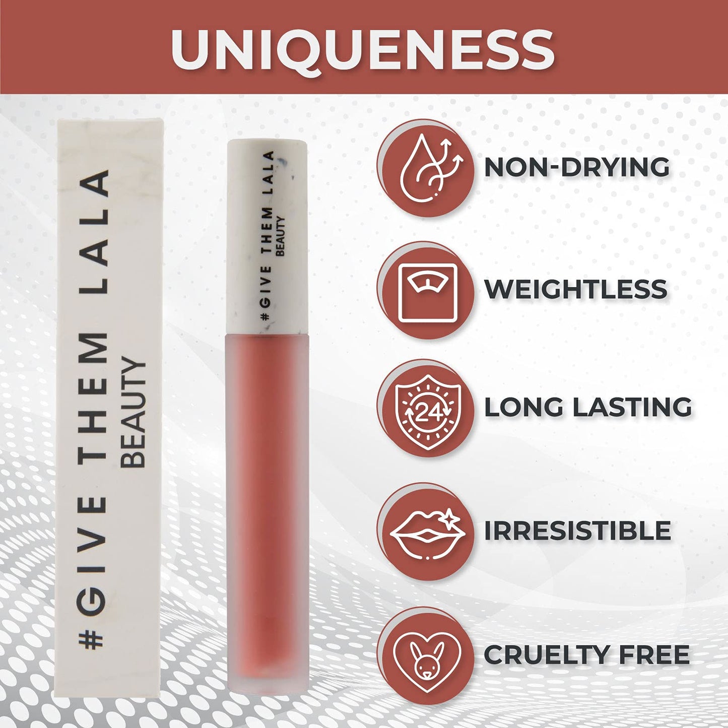 GIVE THEM LALA Matte Lipstick - Cushion Cream Lipstick For Women - Nude Color - Lightweight and Long Lasting Lipstick - Cruelty Free - Satin Soft, Non-Drying Matte Finish