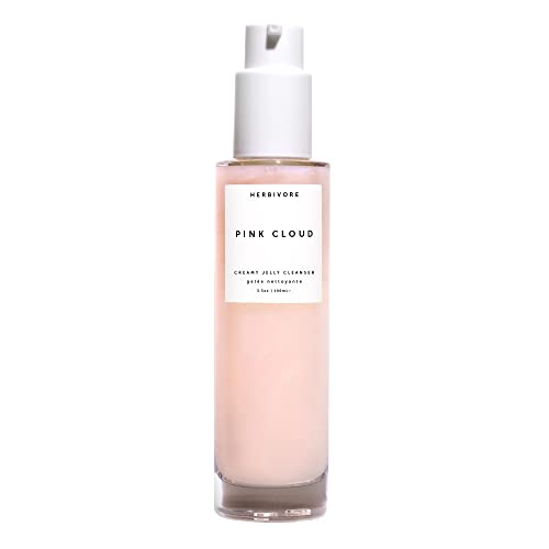 Herbivore Botanicals Pink Cloud Creamy Jelly Cleanser – Rosewater and Tremella Mushroom Face Wash Gently Hydrates and Removes Makeup (3.3 oz)