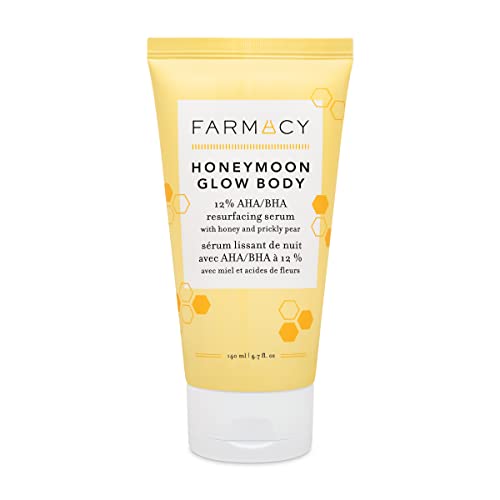 Farmacy Honeymoon Glow Body - AHA and BHA Body Serum with Hyaluronic Acid - Resurfacing Lactic Acid Body Lotion for Dry Skin