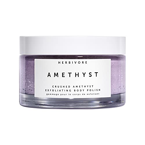 Herbivore Botanicals Amethyst Exfoliating Gemstone Body Scrub – Crushed Amethyst and Epsom Salt Body Polish Hydrate and Exfoliate. Completely Natural and Vegan (8 oz)
