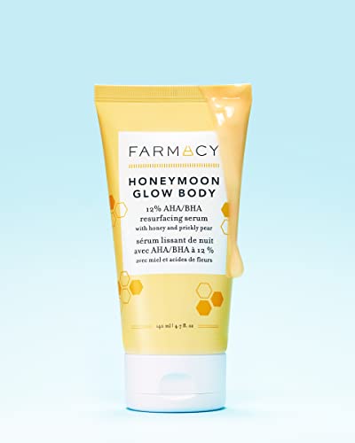 Farmacy Honeymoon Glow Body - AHA and BHA Body Serum with Hyaluronic Acid - Resurfacing Lactic Acid Body Lotion for Dry Skin