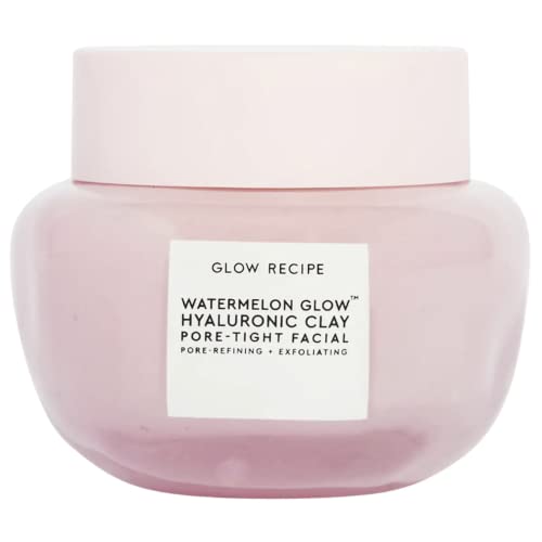 Glow Recipe Watermelon Glow Hyaluronic Clay Pore-Tight Facial - Gentle Exfoliating Clay Face Mask with Hyaluronic Acid - Help Minimize the Appearance of Pores, Even Tone + Hydrate (60ml / 2oz)