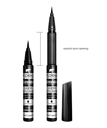 Kokie Retractable Liquid Eyeliner, Pointed Felt Tip, Waterproof & Smudge Free , Long-lasting, Vegan, Cruelty-Free