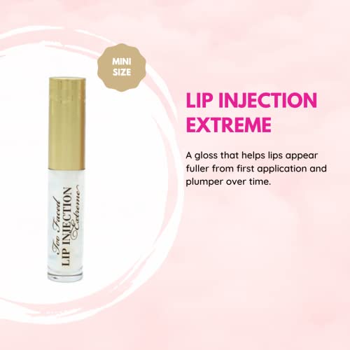 Too Faced Voluptuous Lashes & Plump Lips Mascara & Lip Duo Mini Makeup Gift Travel Size Set:: Better Than Sex Mascara for Volumizing Lashes, Lip Injection Extreme Lip Gloss Plumper