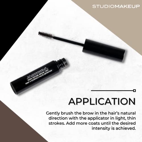 STUDIOMAKEUP High Define Brow – Eye Brow Formulated to Hydrate and Cover Grey Hair - Natural Brow Tint Pigment Fills Gaps - Smudge Proof & Waterproof Eyebrow Tint Gel