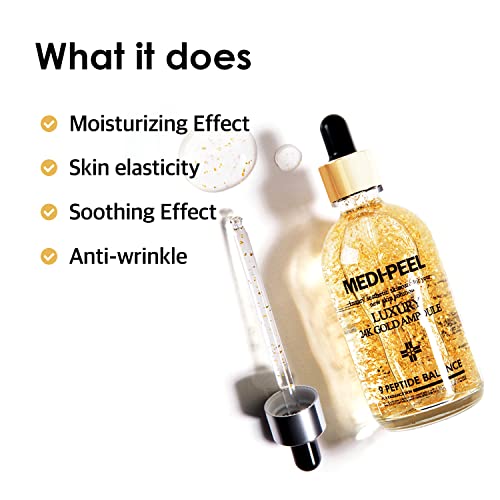 MEDI-PEEL Pure Gold 24K Ampoule 3.38 fl.oz / 100ml | 99.9% 24K Pure Gold All in One Ampoule, 5 Revitalizing Extracts To Minimize Moisture Loss, Brightens | Korean Skincare, For All Skin Types