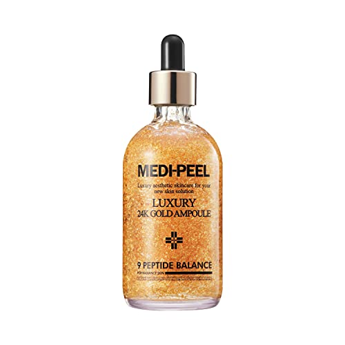 MEDI-PEEL Pure Gold 24K Ampoule 3.38 fl.oz / 100ml | 99.9% 24K Pure Gold All in One Ampoule, 5 Revitalizing Extracts To Minimize Moisture Loss, Brightens | Korean Skincare, For All Skin Types