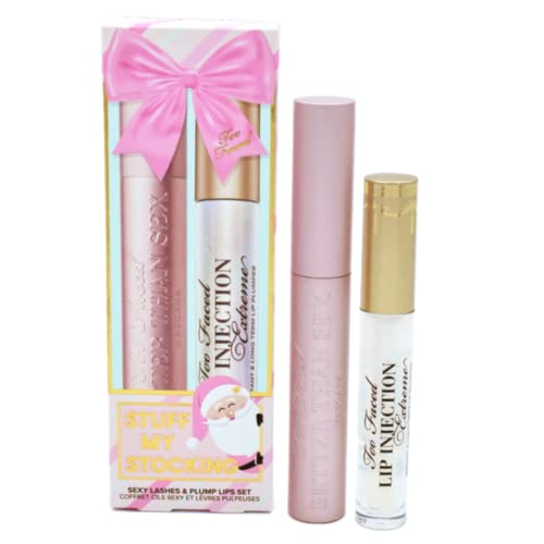 Too Faced Stuff my Stocking Sexy Lashes & Plump Gift Set Set:: Better Than Sex Volumizing Intense Black Mascara and Lip Injection Extreme Lip Plumper Lip Gloss