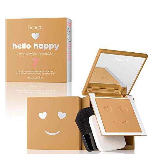 BENEFIT COSMETICS Hello Happy Velvet Powder Foundation Shade 7 Medium Tan Neutral