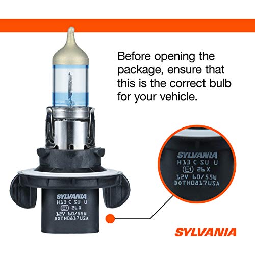 SYLVANIA - H13 SilverStar Ultra - High Performance Halogen Headlight Bulb, High Beam, Low Beam and Fog Replacement Bulb, Brightest Downroad with Whiter Light, Tri-Band Technology (Contains 2 Bulbs)