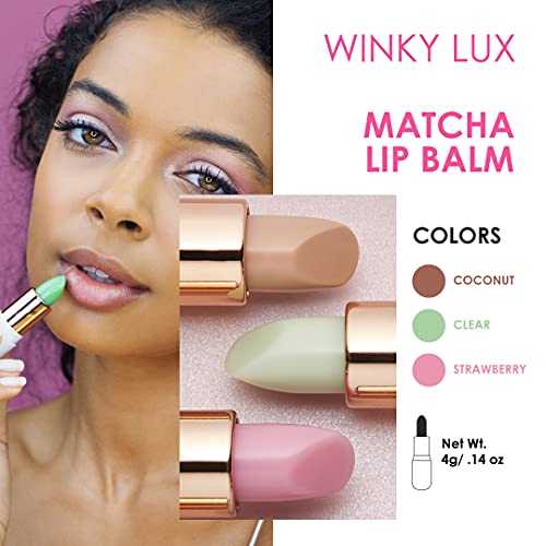 Winky Lux Matcha Lip Balm, Lip Balm with Coconut Oil, Vitamin E and Caffeine, Winky Lux Lip Balm and Lip Moisturizer, Clear Lip Balm