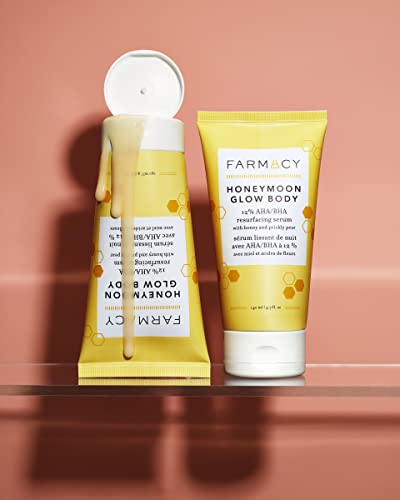 Farmacy Honeymoon Glow Body - AHA and BHA Body Serum with Hyaluronic Acid - Resurfacing Lactic Acid Body Lotion for Dry Skin