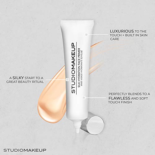 STUDIOMAKEUP Silk Hydration Face Primer w/ Hyaluronic Acid for Hydrating Skin – Lightweight Poreless Primer Blurs Blemishes & Pores - Silicone Free Face Primer for Makeup - Suitable for All Skin Types 1 Fl. Oz