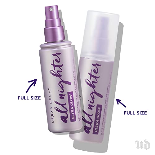 Urban Decay All Nighter Ultra Glow Makeup Setting Spray - 4.0 fl oz, Pack of 2 - Makeup Finishing Spray Infused with Hyaluronic Acid & Agave Extract - Glowy, Dewy Finish