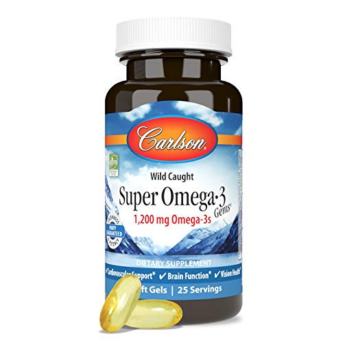 Carlson Super Omega-3 Gems, Norwegian, 1,200 mg Omega-3s, 50 Soft Gels (100 + 30 Soft Gels)