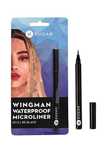 Sugar Cosmetics Wingman Waterproof Microliner01 I'll Be Black (Black)micro precision tip, jet-black formula, Smudgeproof