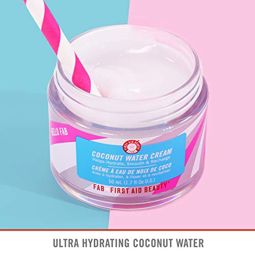 First Aid Beauty Hello FAB Coconut Water Cream – Lightweight, Oil-Free Face Moisturizer – 1.7 oz.