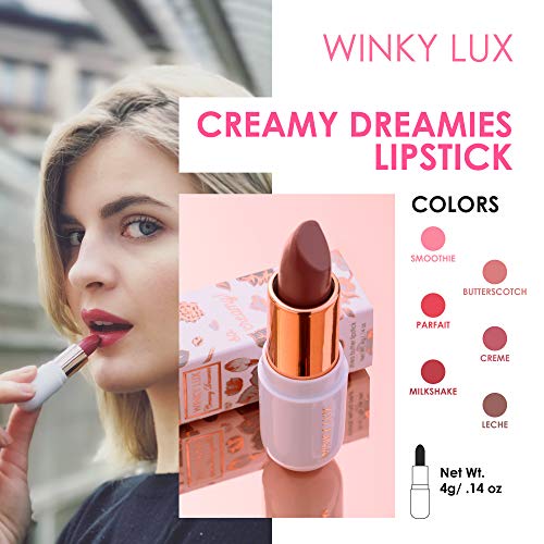 Winky Lux Crème Dreamies, Nude Tint Shea Butter Moisturizing Lipstick, Nourishing High-Pigment Lip Balm Designed in New York City, 0.16 Oz, Creme