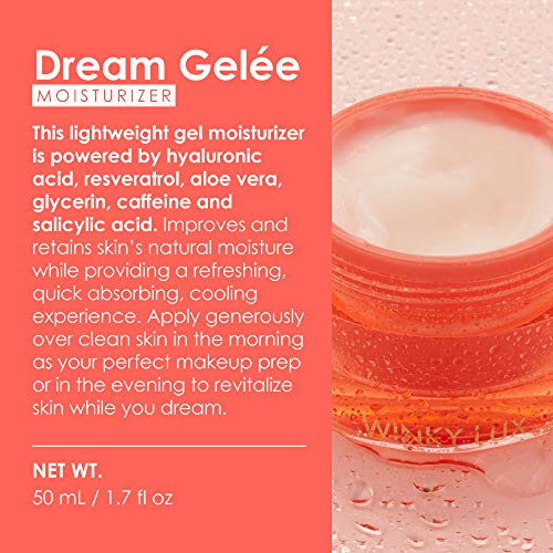 Winky Lux Dream Gelee Moisturizing Face Gel, Hydrating Skin Care Infused with Salicylic Acid, Hyaluronic Acid, Aloe Vera Extract and Caffeine 50g