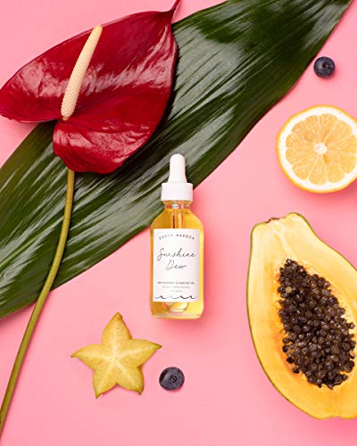 Earth Harbor | SUNSHINE DEW Antioxidant Cleansing Oil - Deep Cleanse & Makeup Remover | Papaya Enzymes + Sea Kelp | Plant-Derived and Cruelty-Free | 2 fl oz