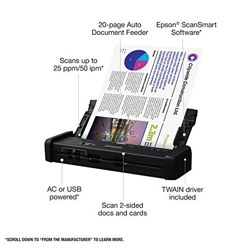 Epson Workforce Wireless Color Portable Document Scanner