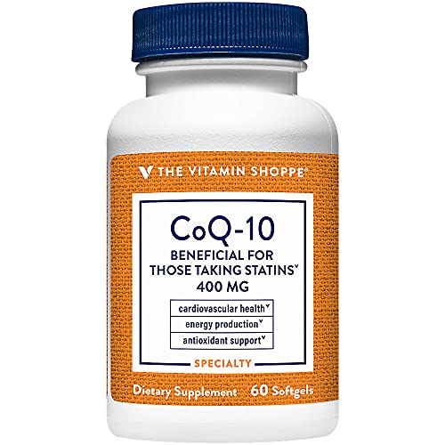 The Vitamin Shoppe CoQ10 400mg Beneficial for Those Taking Statins – Supports Heart Cellular Health and Healthy Energy Production, Essential Antioxidant – Once Daily