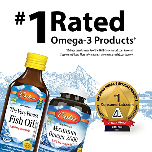 Carlson Super Omega-3 Gems, Norwegian, 1,200 mg Omega-3s, 50 Soft Gels (100 + 30 Soft Gels)