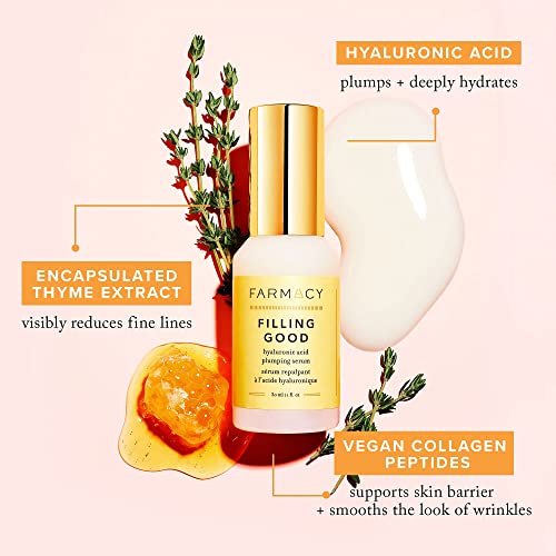 Farmacy Filling Good Hyaluronic Acid Serum for Face - Anti Aging Facial Serum with Vegan Collagen Peptides