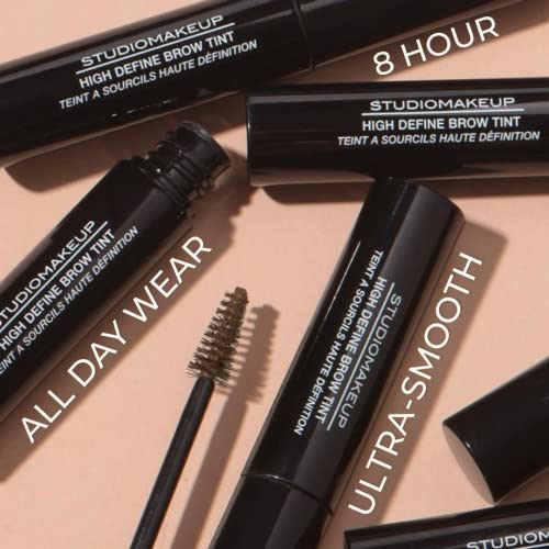 STUDIOMAKEUP High Define Brow – Eye Brow Formulated to Hydrate and Cover Grey Hair - Natural Brow Tint Pigment Fills Gaps - Smudge Proof & Waterproof Eyebrow Tint Gel