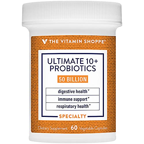 Ultimate 10+ Probiotics, 50 Billion CFUs for Digestive Health, Immune Support and Respiratory Health (60 Vegetable Capsules) by the Vitamin Shoppe